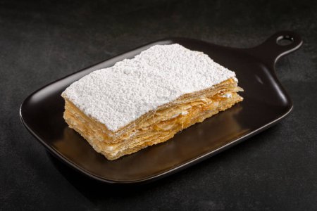 Photo for Mille feuille dessert on the plate. - Royalty Free Image