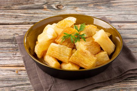 Photo for Fried cassava. Cassava, traditional Brazilian food. - Royalty Free Image
