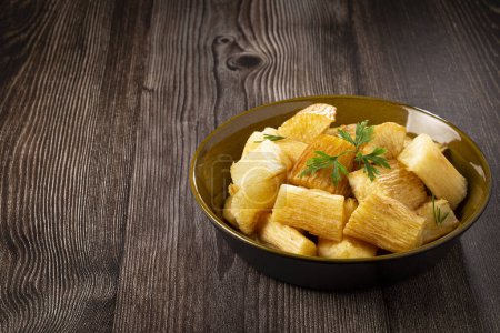 Fried cassava. Cassava, traditional Brazilian food.