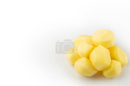 Photo for Peeled raw potatoes isolated on white background. - Royalty Free Image