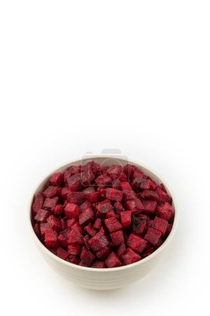 Photo for Diced raw beetroot isolated on white background. - Royalty Free Image