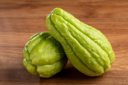 Photo for Fresh chayote fruits on the table. - Royalty Free Image
