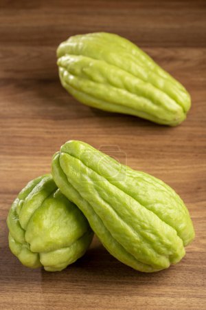 Photo for Fresh chayote fruits on the table. - Royalty Free Image