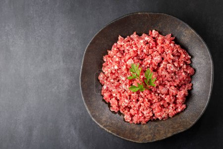 Photo for Raw ground beef ready for preparation. - Royalty Free Image