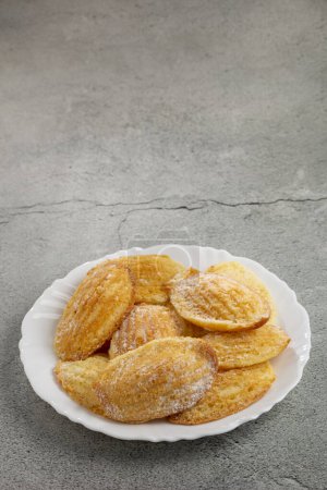 Photo for Traditional madeleines with sprinkled sugar. - Royalty Free Image