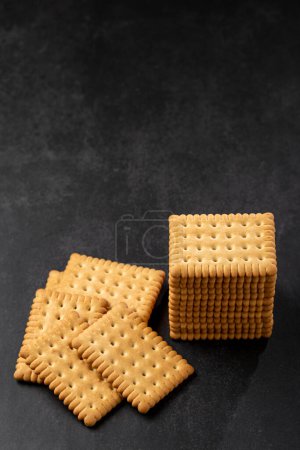 Photo for Plate with cornstarch biscuit on the table. - Royalty Free Image