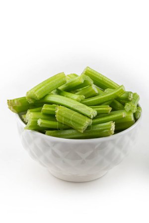 Photo for Sliced celery isolated on white background - Royalty Free Image
