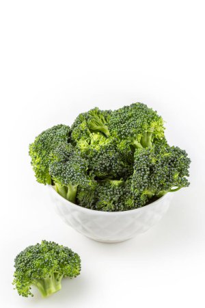 Photo for Broccoli pieces isolated on white background. - Royalty Free Image