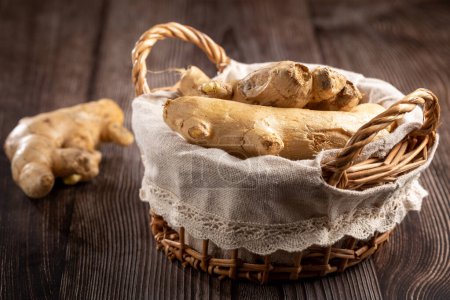 Photo for Organic fresh ginger root on the table. - Royalty Free Image