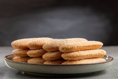 Photo for Ladyfingers cookies on the table. - Royalty Free Image