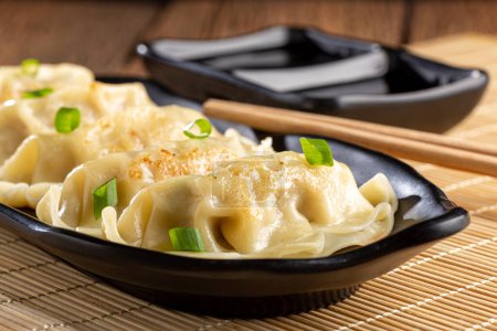 Photo for Gyoza or Jiaozi Traditional Chinese and Japanese food. - Royalty Free Image