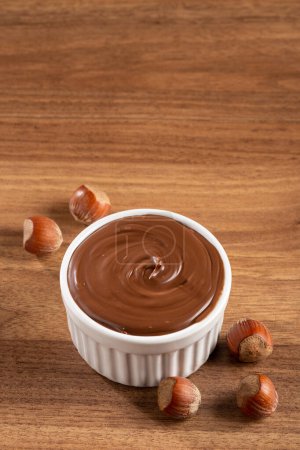 Hazelnut cream or nougat cream with cocoa.