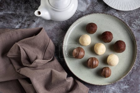 Photo for Delicious chocolate truffles on the table. - Royalty Free Image