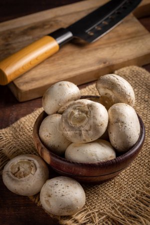 Photo for Fresh mushrooms on the table. - Royalty Free Image