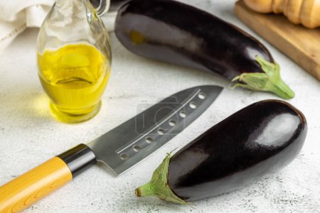 Photo for Fresh eggplants on the table. - Royalty Free Image