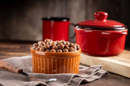 Photo for Bowl with cereal chocolate balls. - Royalty Free Image