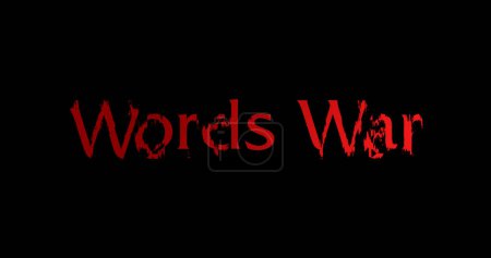 Texto de guerra de palabras Animación sobre fondo negro 4K esay para usar.