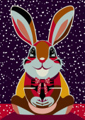 Cute Christmas background with bunny mug #617405256
