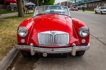 Photo for Des Moines, IA - July 01, 2022: High perspective front view of a 1957 MGA 1500 Roadster at a local car show. - Royalty Free Image