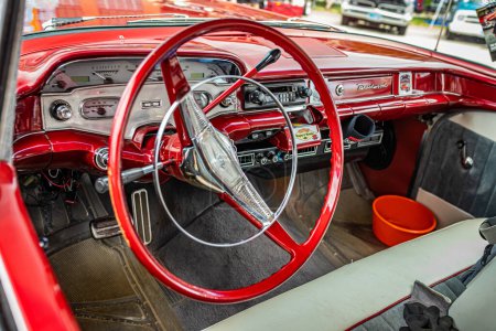 Photo for Des Moines, IA - July 02, 2022: High perspective detail interior view of a 1958 Chevrolet Brookwood Station Wagon at a local car show. - Royalty Free Image