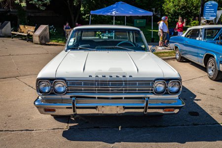 Photo for Des Moines, IA - July 03, 2022: High perspective front view of a 1966 Rambler Classic 770 Hardtop Coupe at a local car show. - Royalty Free Image