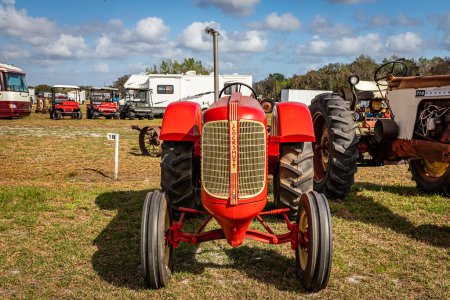 Photo for Fort Meade, FL - February 22, 2022: High perspective front view of a 1947 Cockshutt Model 70 Tractor at a local tractor show. - Royalty Free Image