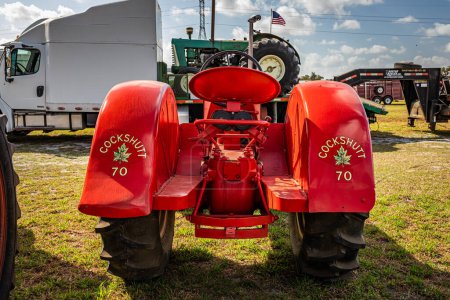 Photo for Fort Meade, FL - February 22, 2022: High perspective rear view of a 1947 Cockshutt Model 70 Tractor at a local tractor show. - Royalty Free Image