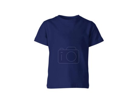 La plantilla de maqueta frontal de camiseta de moda en blanco de color azul marino aislado
