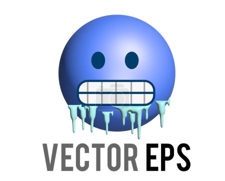Illustration for Gradient blue cold, freezing face 3D icon with gritted teeth - Royalty Free Image