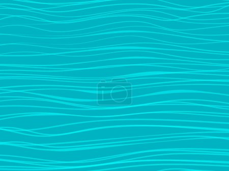 Ilustración de Mar océano ola verde azulado fondo de color turquesa. ilustración de ondas pintadas a mano. Dibujos animados cómics arte pop ilustración retro dibujo a mano - Imagen libre de derechos