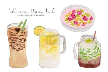 Illustration for A set of ramadan drink menu watercolor illustration - Royalty Free Image