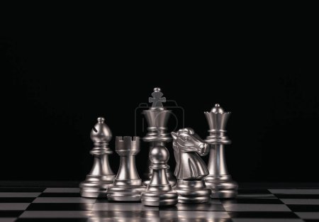 chess board game Successful competition uses intelligence. Challenge Battle King concepts, strategic leadership, planning, and decision making in business. Teamwork for victory