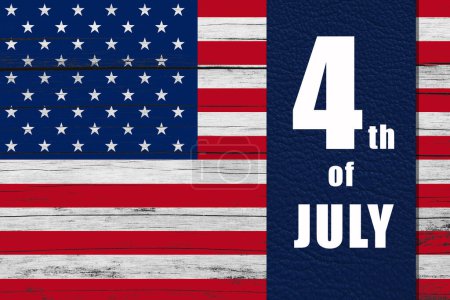 4th of July, Independence day - banner USA flag on a wooden plank background