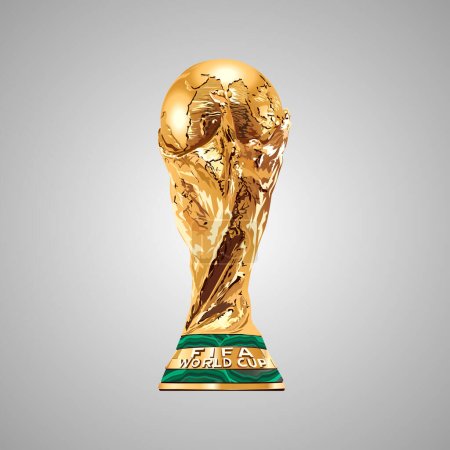Trophy Fifa World Cup Logo Mondial Champion. Trophäenvektorillustration. Symbol eines Champions. Katar 2022. Fußball. ftbol.