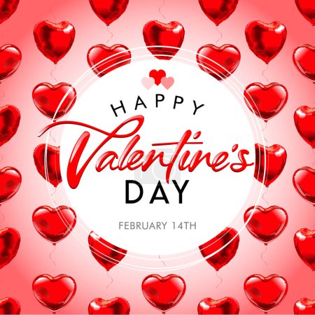Téléchargez les photos : Heart shaped balloons flyer. background pattern seamless. Vector illustration. San Valentn. Happy Valentines day. - en image libre de droit