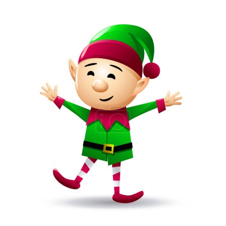 Téléchargez les photos : Elfe de Noël isolé sur fond blanc. Gnome personnage de bande dessinée. Illustration vectorielle. - en image libre de droit