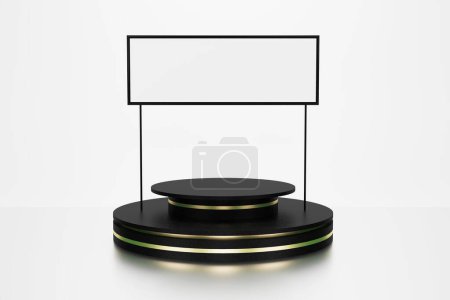 3D Product display counter shelf for superstore. 3D Illustration