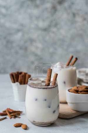 Photo for Horchata drink - traditional mexican rice based drink with cinnamon and almonds. High quality photo - Royalty Free Image