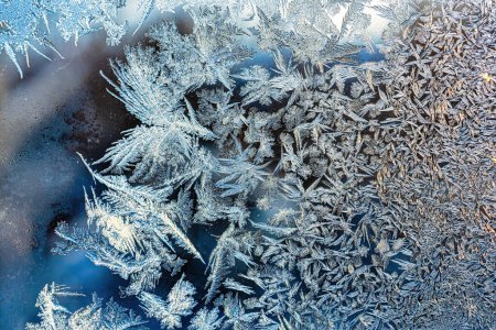 Foto de Frost texture on frozen glass in winter. Winter background. - Imagen libre de derechos