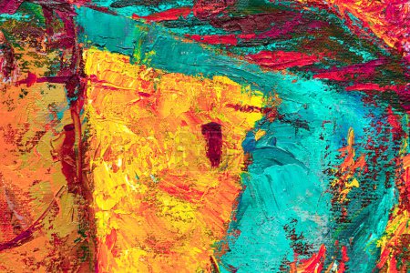 Foto de Colorful abstract oil painting art background. Texture of canvas and oil paint. - Imagen libre de derechos