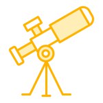 Telescope flat icon. Education and astronomy element, spyglass and study stars vector graphics