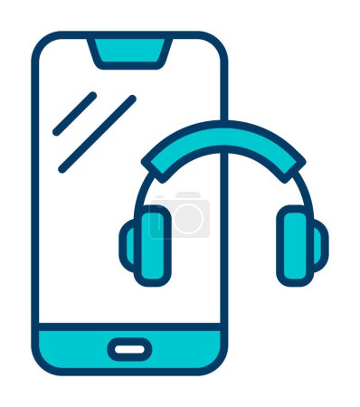 Ilustración de Smartphone con auriculares icono vector ilustración - Imagen libre de derechos