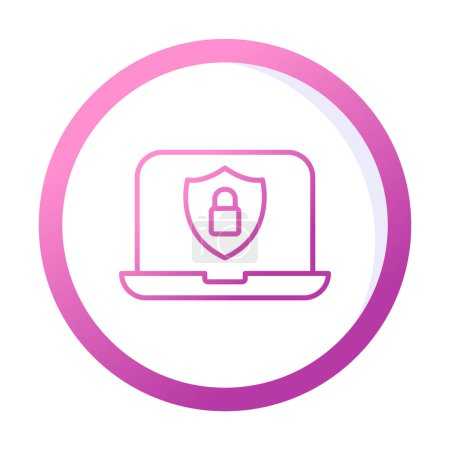 Ilustración de Icono de seguridad de datos, portátil con escudo y candado, ilustración vectorial - Imagen libre de derechos