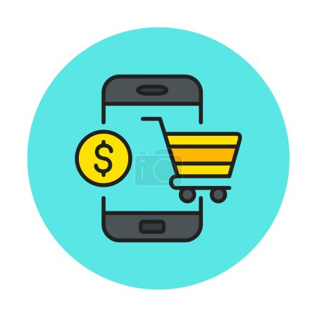 Ilustración de Icono de compras en línea móvil. Ilustración vectorial - Imagen libre de derechos