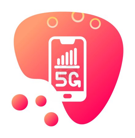Ilustración de 5G signo en el teléfono inteligente, ilustración de vector de icono simple - Imagen libre de derechos
