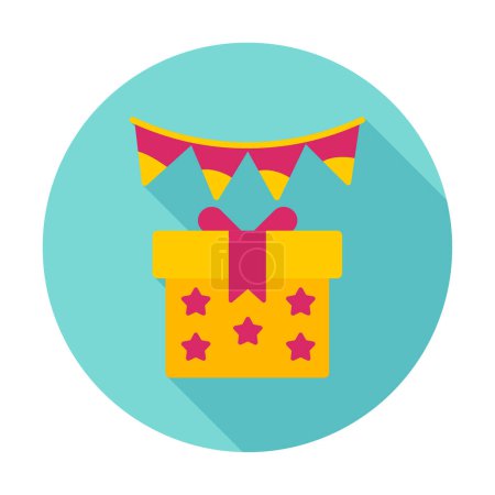 Téléchargez les illustrations : Drapeau de guirlande festive et icône boîte cadeau, illustration vectorielle - en licence libre de droit