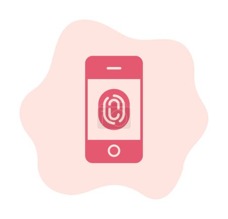 Téléchargez les illustrations : Smartphone avec icône empreinte digitale, illustration vectorielle - en licence libre de droit