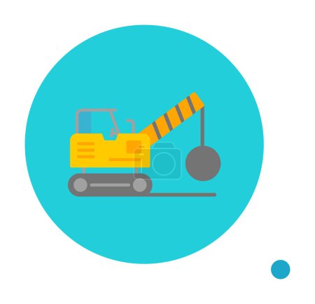 Ilustración de Vehículo de construcción para la demolición del edificio. ilustración vectorial plana - Imagen libre de derechos