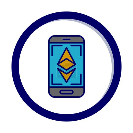 Ilustración de Ethereum en la ilustración del icono de la pantalla del teléfono, símbolo del vector - Imagen libre de derechos