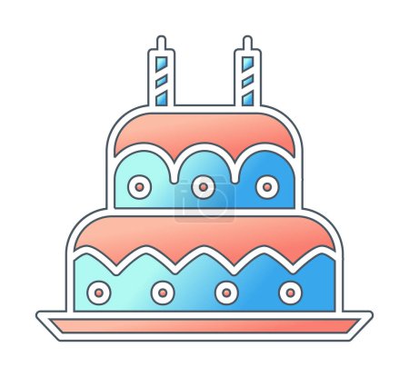 Ilustración de Pastel de cumpleaños con velas. icono web vector ilustración - Imagen libre de derechos